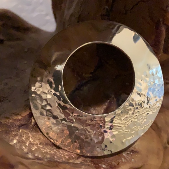 Sterling Silver Pendant. Hammered & Smooth. 2” - Picture 2 of 11